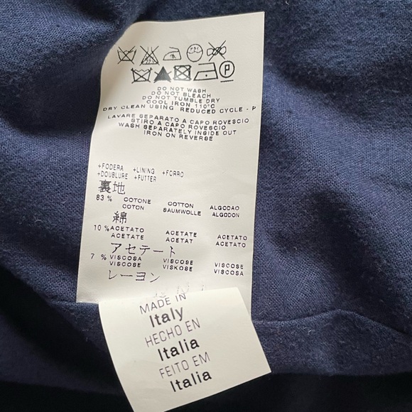 See By Chloe Linen Wool Blazer Boxy Cropped Size 8 Made in Italy Navy Jacket - Picture 14 of 15